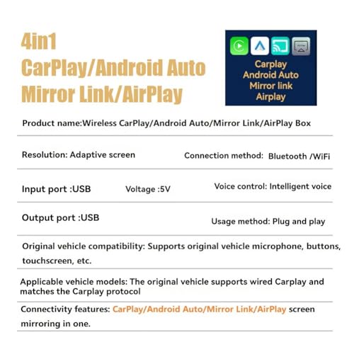 CarPlay inalámbrico dongle USB con Airplay y Mirror Link para Android Auto 2