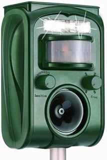 2022 Solar Animal Repeller, Ultrasonic Repellent, Motion Detection, LED Flashing Light, Dog, Cat Repellent, Squirrel, Raccoon, Skunk, Rabbit, Rodent, Fox, Deer, Waterproof with Motion Detector