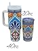 Kuali Tonaltin 20oz Stainless Steel Insulated Tumbler, Colorful Design, Leak Resistant Lid, Travel, Cup Holder Friendly, Eco-Friendly, Re-Usable, Vaso Para Cafe, Aztec, Nahuatl, Talavera