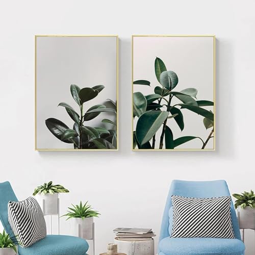 Affiches de feuilles vertes scandinaves 60x80 cm art mural salon - 3