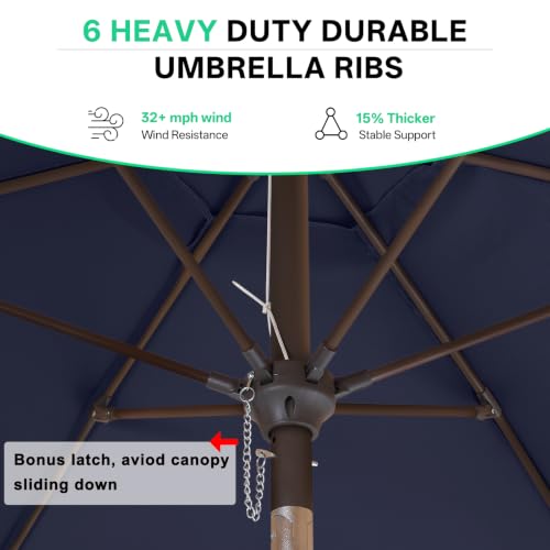 Image of ABCCANOPY 7.5ft Scalloped Patio Umbrella, Outdoor Table Umbrella with Tilt and Crank, Fiberglass Ribs Deck Umbrella for Patio, Pool, Garden, Picnic (Navy Blue)