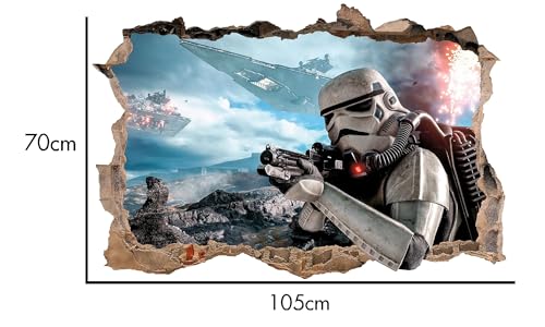 LightningSigns 3D Hole in Wall Star Wars Storm Trooper Home Decor Wall Art Sticker Decal Print SW2 (Large)