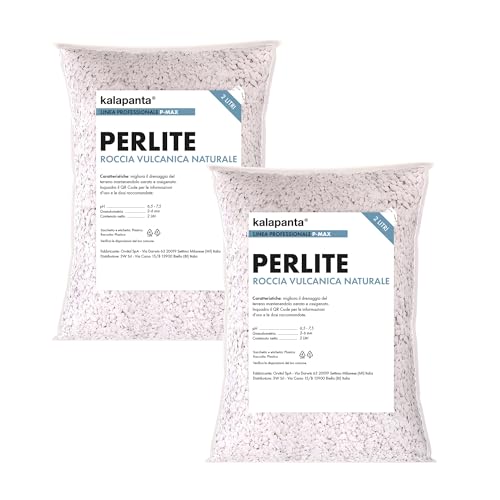 Kalapanta - Perlite per Piante in Vaso, Roccia Vulcanica Naturale per Giardinaggio, Piante da Appartamento, 2L per sacchetto, Confezione Doppia.
