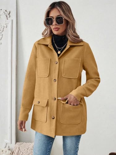 Chic Khaki Womens Casual Coat: Perfect for Fall & Winter Adventures! - Image 5