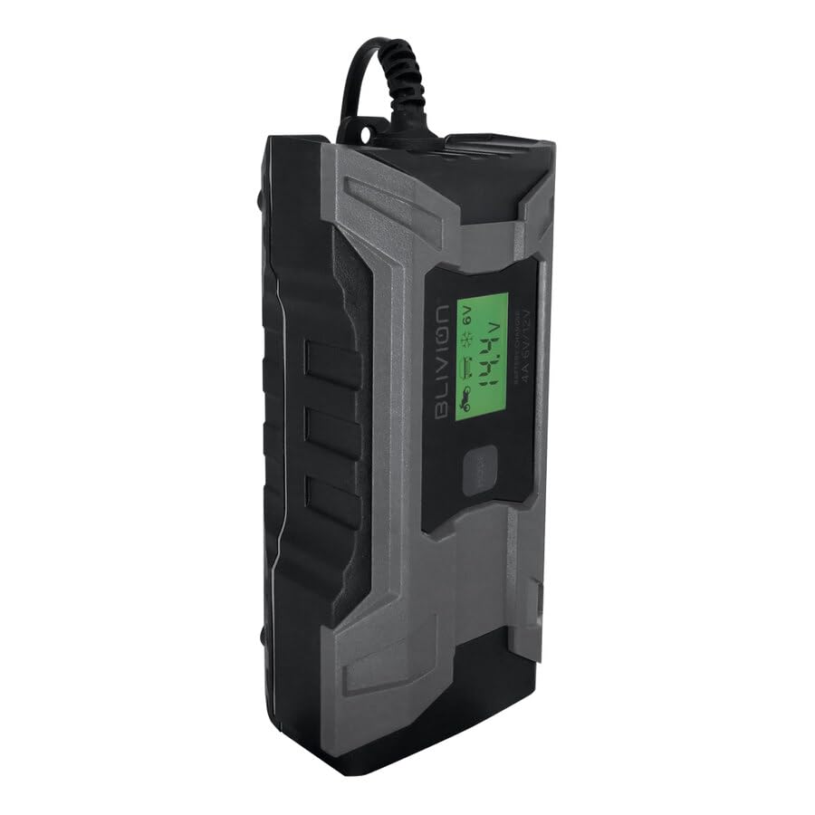 BLIVION Carica Batteria per Auto 6V/2A 12V 2A/4A | Caricabatterie Intelligente 7 Stadi | Tutte le Batterie Piombo Acido, Display LCD, IP65
