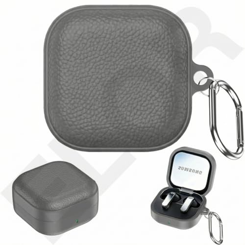 Image of ELOR Suede Leather Texture Case Cover Compatible with Samsung Galaxy Buds 4 | 4 Pro (Earbuds Not Included) (Grey)
