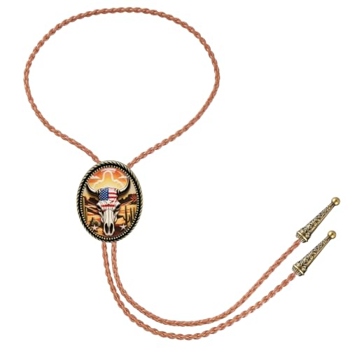 Image of Jeilwiy Bolo Tie for Men Western Cowboy Gothic Bolo Tie Necklace Halloween