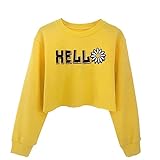G-Amber Girls Long Sleeve Sweatshirts Kids Crop Print Funny Letters Fashion Pullover Tops Yellow Hell Daisy