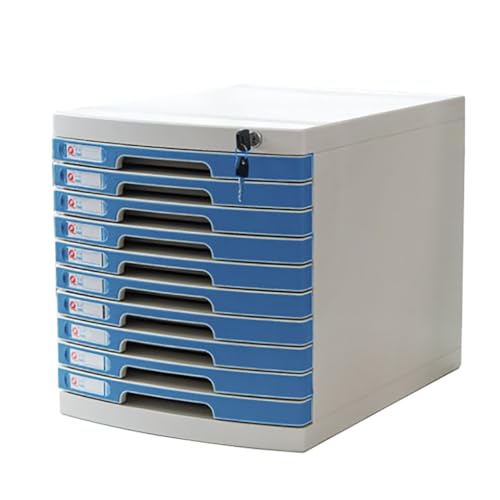 Archivador azul A4 para escritorio de oficina, organizador de plástico con cerradura debajo del escritorio, caja de almacenamiento para oficina en casa