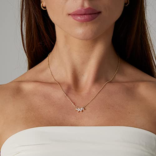 Mideeo CK-01-CZ FLOWER -GD Petal Cz Diamond Necklace For Women Dainty Cubic Zirconia Solitaire Pendant Necklace 14K Gold Plated Cz Simulated Diamond Necklace Anti Tarnish Minimalist Jewelry thumb #1