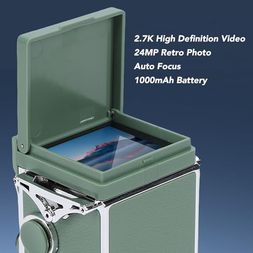 Cámara Digital Vintage 24MP Video 2.7K Verde miniatura 4