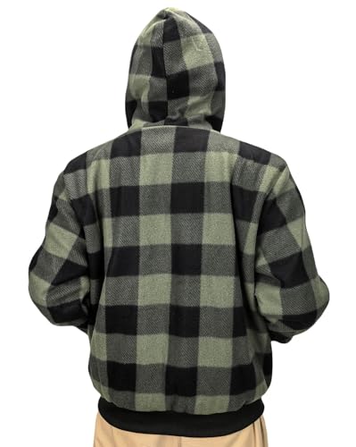 Plaid Flannel Hoodie for Men Sherpa Lined Jacket Fleece Full Zip Up Coat Winter Warm Thermal Sweatshirts Long Sleeve4