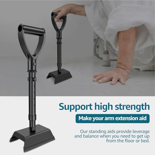 Rail assis-debout gris avec levier robuste et base solide pour senior - 3
