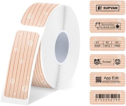 Label Maker Tape SUPVAN E10 Adapted Label Print Paper Standard Size 0.47''x1.18'' 220 Labels/Roll Thermal Laminated Waterproof Self-Adhesive Multipurpose Labeling Tape Replacement