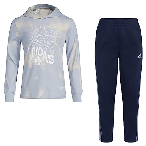 Image of adidas Boys 2-piece Long Sleeve Hooded Printed Tee & Pant Set