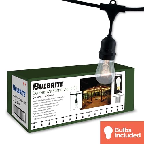 Bulbrite 810002 String15/E26-S14Kt Outdoor, Garden, Patio, Wedding, Party, Holiday, Lawn, And Landscape String Light W/Incandescent Bulbs thumb #1