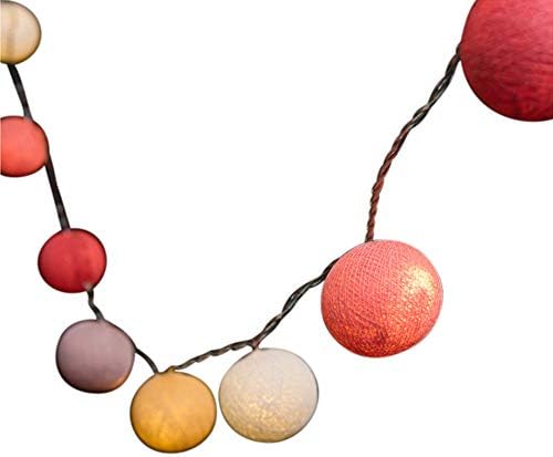 Blaze On Ambient Ball Fairy Lights (Rainbow Colours) - Hand-Spun Haute Couture Cotton Balls - 20 LED Lights - UK Plug - Safe - Indoor - Low Voltage - Decorative Lights - DC 31V