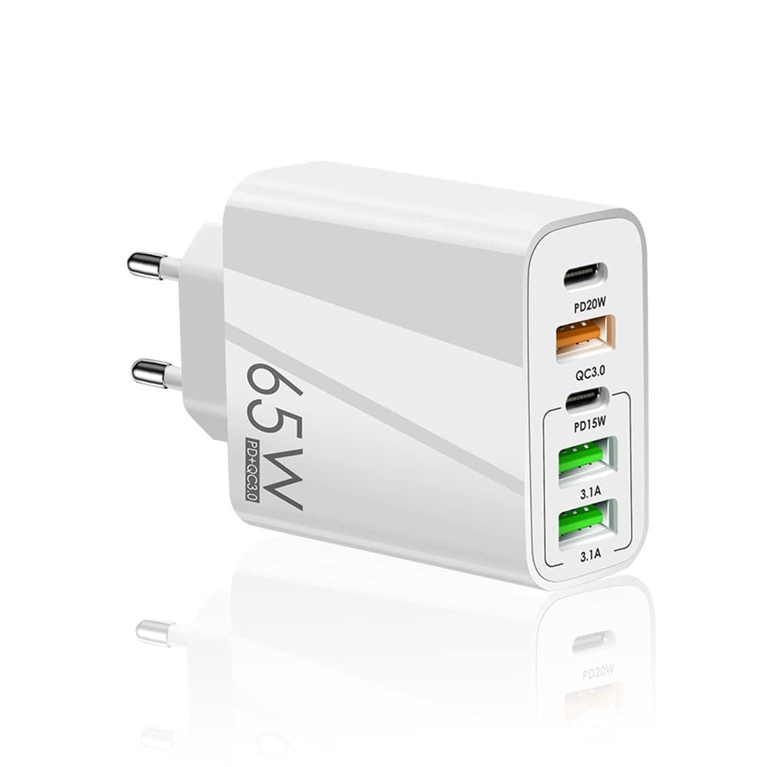 Captese® GaN 65W Fast Charging 5 Port Adapter with 20W PD USB-C Port, QC 3.0 and Smart USB Ports for iPhone 16/15/14/13, iPad Air/Pro, Google Pixel, Galaxy S24/S23/Note20/Note10 (WA65-MP) (B0C37HHY4L) Amazon Price History, Amazon Price Tracker