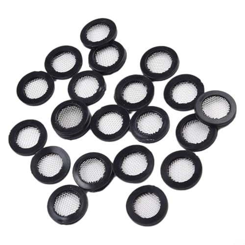 Guarnizione per tubo flessibile a rete filtrante, confezione da 20 rondelle in gomma con 40 maglie in acciaio inox per soffione doccia, rubinetto e collegamento tubo, nero, 19 mm D esterno (50 pezzi)