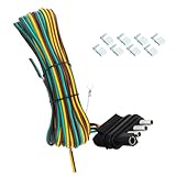 25Ft Trailer Wiring Harness Kit with 8PCS Trailer Wire Clips,Extended Version Trailer Light Wiring Kit for Car ATV Trailer Boat,Universal Car Accessories 4 Wire Trailer Wire