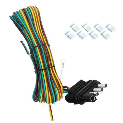25Ft Trailer Wiring Kit with Clips for Car and Trailer