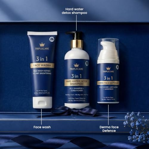 Image of 3-in-1 Personal Care Gift Set for Men & Women | Face Wash, Sunscreen & Hard Water Detox Shampoo | Skincare & Self Care Kit, Hair Care Kit, Grooming Set for Daily Use, Travel & Gifting