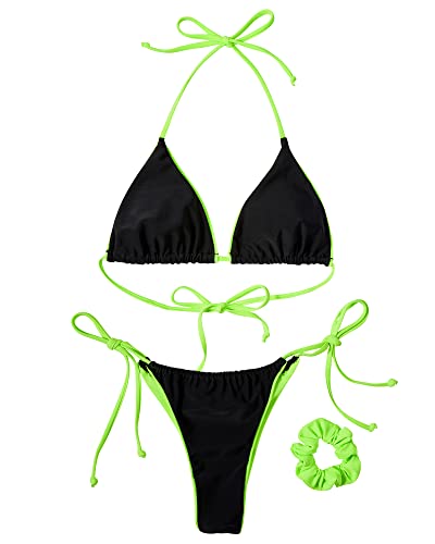 Image of MOSHENGQI Women Sexy Brazilian Bikini 2 Piece Spaghetti Strap Top Thong Swimsuit Bathing Suit