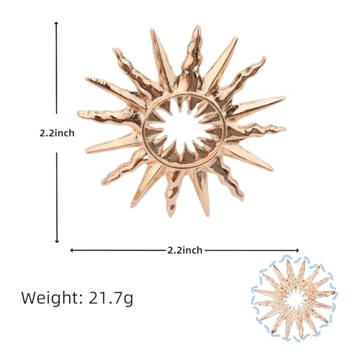 Image of MLEPUS Vintage Gold Sun Brooch Pin for Women Men Plated Fashion Dainty Stars Brooches Lapel Pins Hat Bag Dress Accessories Christmas Birthday Holiday Party Jewellery Gift