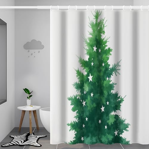 Rideau de douche 180x180cm sapin de Noël vert imperméable - 4