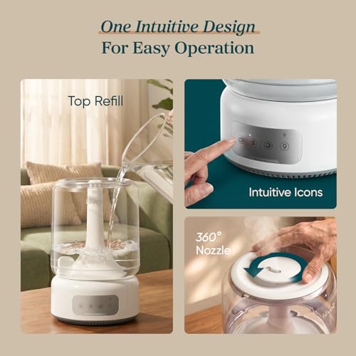 Image of Levoit Humidifiers for Bedroom Large Room Home, 6.2L Cool Mist With 62H Runtime, Top Fill Design, Dishwasher Safe, Easy to Clean, Quiet 26dB, Manual Touch Control, Auto Shut Off, NeoClassic 650