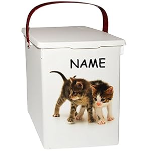 alles-meine.de GmbH Futterdose / Futterbox – süße Katzen – incl. Name – für Tierfutter – Katzenfutter – 5 Liter – Vorratsdose / Aufbewahrungsbox – aus Kunststoff / Dose – Kis..
