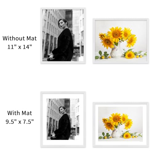 puthiac 11x14 White Oak Wood Picture Frame - Minimalist 11x14 Poster Frame, 11"x14" Frame Wood, Natural Solid Wooden Picture Frames for Wall Art Photo and Prints (1 Pack, White)