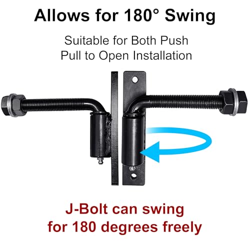Image of 3 /4'' J Bolt Gate Hinge, 7 inch Heavy Duty Gate Hinges Up to 1100lbs, Farm Fence Hinge, 180 Degree Adjustable (2 pc 5in)