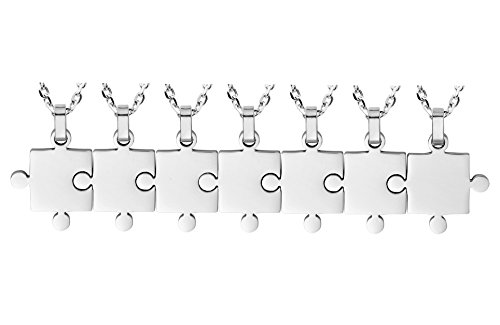 Ztuo Women Men Stainless Steel Necklace BFF Puzzle Matching Friendship Jewelry 7 Piece