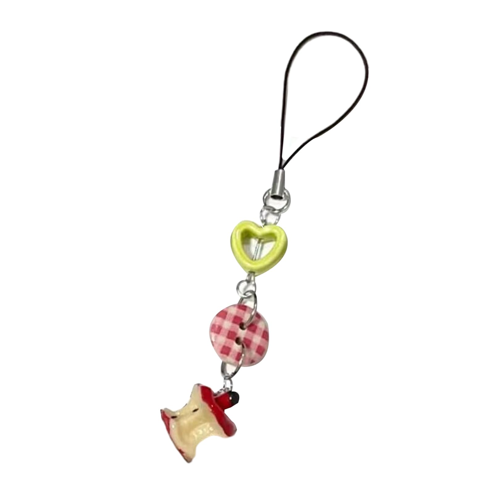 Yjcnelcr Key Chains for Ladies Cute Apples Core Keychain Fruit Core Pendant Keyring for Clothing Bag Button Hollow Heart Keyholder Birthday Women Girl Keyrings Keychain Gifts for Women Girls