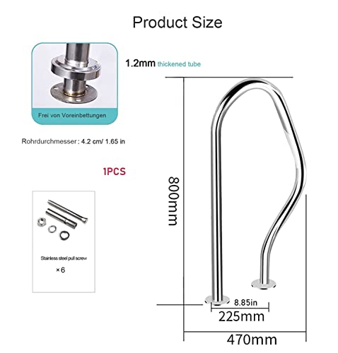 Pasamanos para piscina, barra de agarre de fácil montaje con tornillos autorroscantes para piscinas de patio, diseño duradero y seguro, 78 x 57 cm