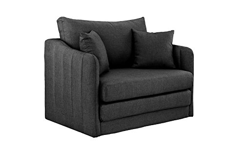 Sofamania Modern Soft Linen Fabric Modular/Convertible Sleeper Chair (Dark Grey) - Thumbnail 4