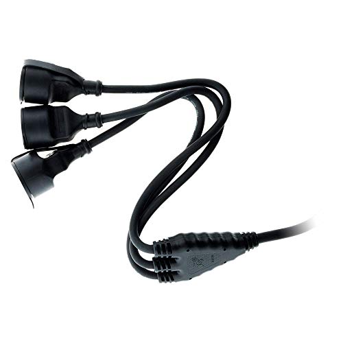 Zenitech- Dreifachkopfverlängerung für Baustellen HO7RN-F 16A 3G1,5mm² Schwarz 1m (NF-C 61-314 Standard)