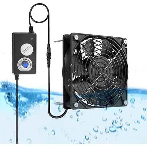 PANO-MOUNTS 120mm 4.72inch Upgraded IP68 Waterproof Dual Ball Fan-Max 3500RPM with Variable Speed Controller for DIY Ventilation Exhaust Projects Cover