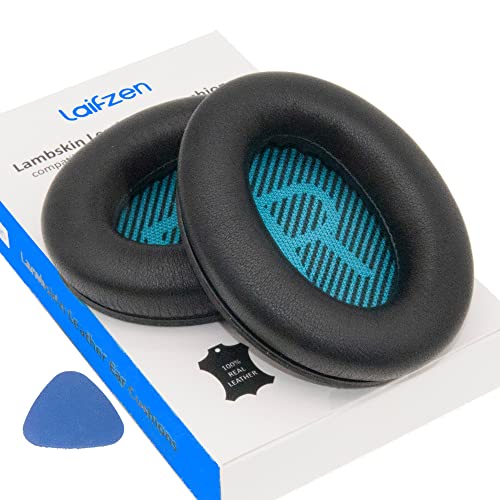 Image of Lambskin QC45 SE QC35ii QC35 QC25 QC15 Earpads Cushions Replacement Ear Pads for Bose QC 45 35 II QC2 AE2 AE2i AE2w SoundLink SoundTrue 35ii 25 15 2 AE QuietComfort Headphone Sheepskin Leather (Black)