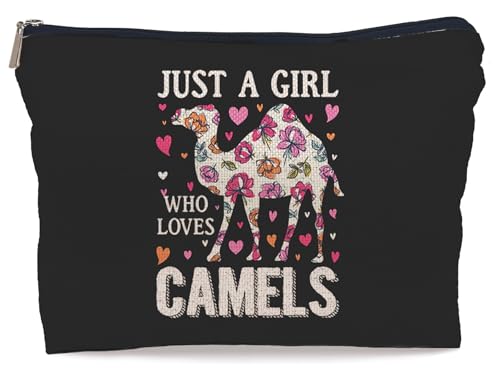 Camel Makeup Bag Cosmetic Bags for Women, Camel Gifts for Girls, Gifts for Camel Lovers, Just a Girl Who Loves Camels Small Makeup Cosmetic Bag for Purse