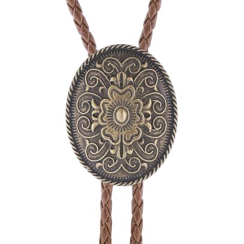 Image of GelConnie Floral Bolo Tie for Men Womens Bolo Tie Necklace Native American Black Men's Bolo Ties Western Cowboy Bolero Ties
