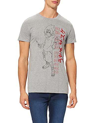 Naruto Menarutts150 Camiseta, Gris Melange, XL para Hombre