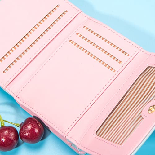 SUMGOGO Small Wallet for Women Cute Cat Pendant Card Holder Organizer Girls Front Pocket Coin Purse Leather (A-Rose)4