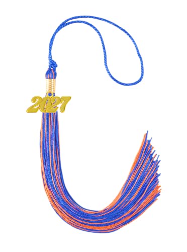 Image of Blue and Orange Graduation Tassel 2027 for Grad Cap
