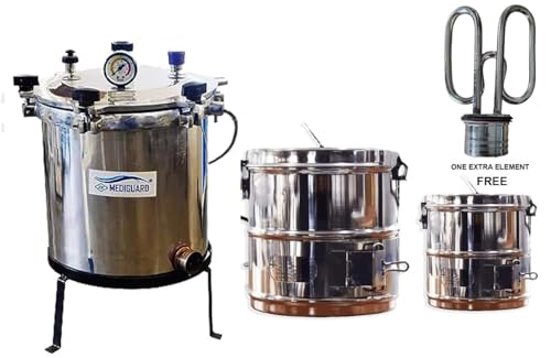 MEDIGUARD Surgical Autoclave Six Wing Nut Electrical Mirror Finish Size 12" x 12" Capacity 21L & Dresing Drums Bins 11"x9" & 9"x9" Heavy Duty, Combo 1 Extra Element Free (B0BYSZNRW3) Amazon Price History, Amazon Price Tracker