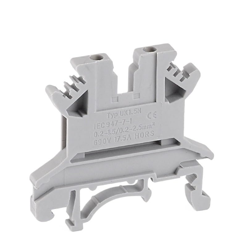 30Pcs Terminal Block UK1.5N Din Rail Screw Type Bornier Electric Wire Cable Connector Pure Copper 17.5A 1.5mm2 16AWG
