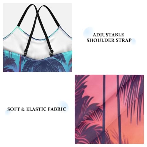 Girl's One Piece Swimsuit Sunset Coconut Tree Beach Bathing Swimwear3