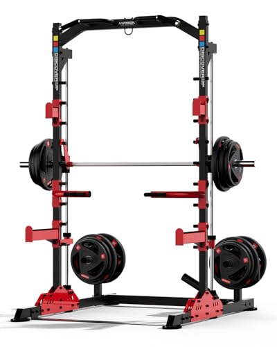 HARISON Squat Rack for Home Gym, Multifunction Power Cage with Pull-Up Bar, Home Gym with Weight Plate Storage and Barbell Holder