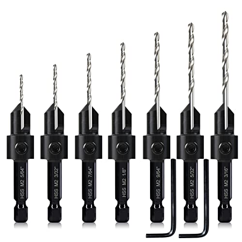 DKIBBITH 7-Piece Countersink Drill Bit Set